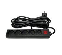 Base multiple negro 5 enchuf. e interrup.cable 5m 3gx1,5mm de cobre 3