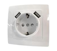 BASE SCHUCKO + 2 TOMAS USB 2 X 2.1 A EMPOTRABLE BLANCA ELECTRO DH
