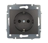 Base Schuko 2P+T 16A grafito, serie Europa; adecuada para instalaciones eléctricas y electrodomésticos.
