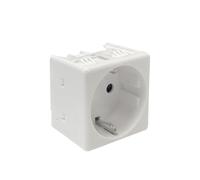 Base Schuko empotrable 2P+T con obturador, ideal para instalaciones eléctricas seguras y protección contra contactos accidentales.
