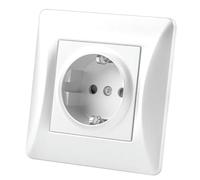 Base Schuko empotrable blanca 16A, ideal para conexión eléctrica en hogares y oficinas, proporciona seguridad y facilidad de uso.