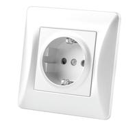 Base Schuko empotrable universal blanca 16A, ideal para instalaciones eléctricas en casas y oficinas, proporciona conexión segura y práctica.