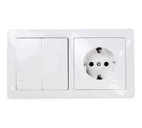 Base schuko empotrar y interruptor simple serie clasica color blanco 16A/250V
