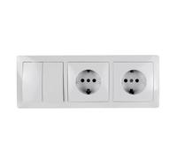 Base schuko empotrar y interruptor simple serie clasica color blanco 16A/250V