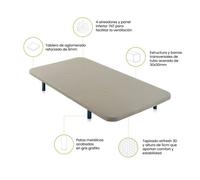 Base tapizada air 3d beige 150x190 cm con patas