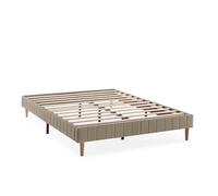 Base tapizada Eris 150x190 cm color Beige, somier tapizado, 30 cm altura