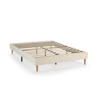Base tapizada Niebla 140x200 cm color Beige, somier tapizado, 30 cm altura