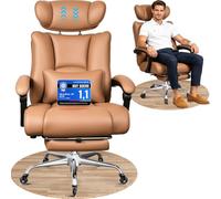 BASETBL Chaise de Bureau, 200 kg, Ergonomique, Avec capacité de Charge, Assise de 60 cm de Large, appuie-tête réglable de 9 cm, Repose-Pieds Multifonctionnel, certifié EN12520, Brun