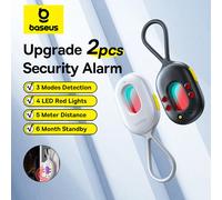 Baseus 2 uds Detector de alarma de seguridad actualización Sensor de protección de sonido para puerta ventana cámara Detector de equipo de alarma antirrobo Black 1-Pack