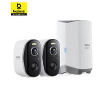 Baseus Protección de seguridad Cámara exterior Serie N1 2K Kit de 2 cámaras Seguridad inalámbrica para el hogar Duración de la batería de 210 días HomeKit Memoria de 16 TB
