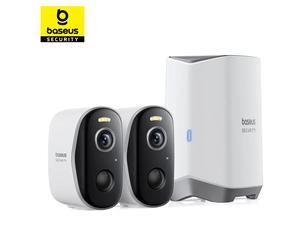Baseus Protección de seguridad Cámara exterior Serie N1 2K Kit de 2 cámaras Seguridad inalámbrica para el hogar Duración de la batería de 210 días HomeKit Memoria de 16 TB