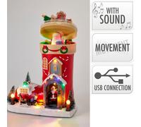 Basics Escena de Bota de Santa Claus LED Multicolor con Movimiento y Música