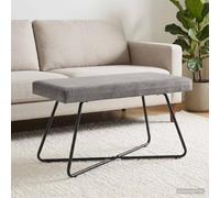 Basinlix Banco de terciopelo gris claro de 80 x 40 x 45 cm con marco de madera, muebles modernos de salón comedor y dormitorio, cofre de asiento estable, elegante baúl para salón, balcón y terraza