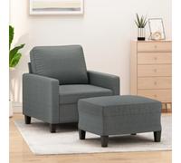Basinlix Muebles tapizados Sillón con Taburete Gris Oscuro 78 x 77 x 80 cm Tela, Cómodo Asiento para Salón, Habitación de Huéspedes u Oficina, Construcción Estable
