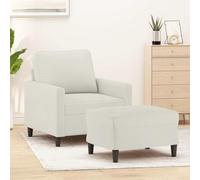 Basinlix Sillón con taburete de terciopelo crema, 78 x 77 x 80 cm, muebles tapizados para salón y habitación de invitados, diseño moderno, cómodo asiento, construcción estable, reposapiés versátil