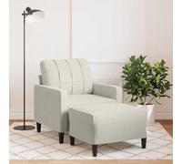 Basinlix Sillón con taburete de terciopelo crema de 60 cm, muebles tapizados para salón, relax, sofá con reposabrazos, respaldo para leer, ver la televisión, relajarse