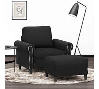 Basinlix Sillón con taburete de terciopelo negro de 60 cm, muebles tapizados para salón y habitación de invitados, cómoda zona de estar con espacio de almacenamiento y reposabrazos, diseño moderno