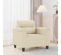 Basinlix Sillón de piel sintética color crema, 60 cm de ancho, muebles tapizados modernos con estructura metálica resistente, diseño cómodo para salón, habitación de invitados, oficina, uso relajante