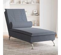 Basinlix Sillón de relax con cojín cervical de terciopelo gris oscuro para salón y dormitorio, moderno salón con función de masaje, cómodo sillón reclinable, banco reclinable