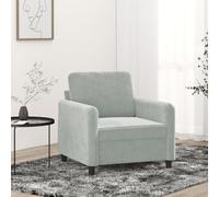 Basinlix Sillón de terciopelo gris claro 78 x 77 x 80 cm con reposabrazos y respaldo para salón, habitación de invitados, oficina, muebles tapizados con estructura de metal estable, cómodo asiento