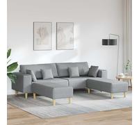 Basinlix Sofá con cojines, juego de 3 unidades, tela gris claro, sofá de 4 plazas con respaldo y reposabrazos, transpirable para salón, cama de invitados, oficina, relax