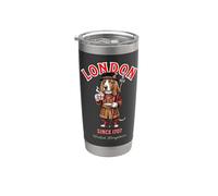 Basset - Taza con diseño de perro de la Torre de Londres Vaso térmico de acero inoxidable de doble pared