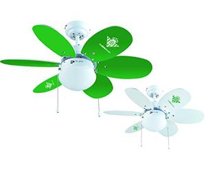 Bastilipo - Real Betis - Ventilador de techo con palas reversibles VERDIBLANCAS. Oficial Real Betis Balompié
