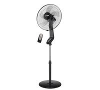 Bastilipo - Ventilador de pie con mando a distancia, 50W, base redonda, gama premium, modelo Coin Black