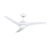 BASTILIPO, Vera Blanco 3 LED, ventilador techo con mando a distancia, 60W, luz LED, 3 palas, 132 cm