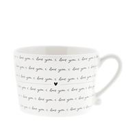 Bastion Collections Taza con texto "I Love You", color blanco y negro, para 270 ml de cerámica
