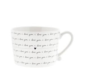 Bastion Collections Taza con texto "I Love You", color blanco y negro, para 270 ml de cerámica