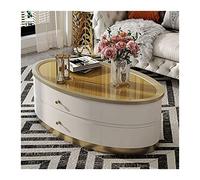 BASXDRFXZ Mesas Auxiliares Mesa de Centro Moderna con Tablero único y Base Estable, Mesa Ovalada for sofá 2 cajones Grandes for Sala Estar Oficina(B,100 * 65 * 48cm)