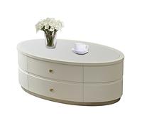 BASXDRFXZ Mesas Auxiliares Mesa de Centro Moderna con Tablero único y Base Estable, Mesa Ovalada for sofá 2 cajones Grandes for Sala Estar Oficina(A,100 * 65 * 48cm)