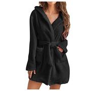 Bata cambiadora para mujer adulta, bata mullida para mujer con cuello de chal, toalla con bolsillos, bata lisa gruesa y cálida, ropa para el hogar, bata de toalla para otoño e invierno, poncho,