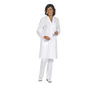 Bata corta de señora y hombre, manga larga, blanco, algodón (XS)