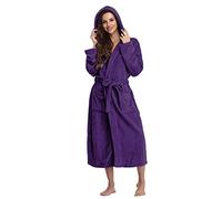 Bata de baño mullida para mujer, bata ligera de algodón para mujer, bata de toalla de talla grande, bata de baño de forro polar suave de manga larga con cinturón, camisón para mujer, camisón cómodo
