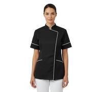 Bata de trabajo para mujer, Slim Fit, para esteticista, peluquería, cocinero, chef, Negro , XXL