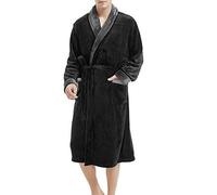 Bata larga para hombre sin capucha, batas de baño de forro polar para hombre con cuello de chalina, bata de kimono suave, bata de forro polar de lujo gruesa de otoño, poncho cálido de invierno para