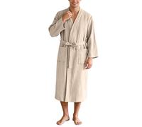 Bata para hombre, kimono largo, ligero, moderno, japonés, suave, para sauna, primavera, verano, bata fina, cárdigan monocolor, traje de casa, albornoz de viaje, aireado, O Khaki, L