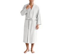 Bata para hombre, kimono largo, ligero, moderno, japonés, suave, para sauna, primavera, verano, bata fina, cárdigan monocolor, traje de casa, albornoz de viaje, aireado, O blanco., L