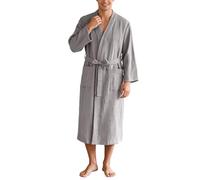 Bata para hombre, kimono largo, ligero, moderno, japonés, suave, para sauna, primavera, verano, bata fina, cárdigan monocolor, traje de casa, albornoz de viaje, aireado, O gris., XL