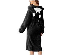 Batas de baño largas y esponjosas para mujer con capucha de forro polar - Batas de baño para mujer largas y suaves - Ropa de estar por casa cálida de forro polar - Toallas de baño de forro polar