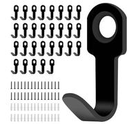 BATENGKEJI 30 Pcs Ganchos Percheros de Pared, Colgadores Perchas Gancho Pared, Ganchos para Colgar Ropa, Llaves, Toallas, Bolsos, Albornoces, Dormitorios, Cocinas y Baños (Negros, Tamaño Mini)
