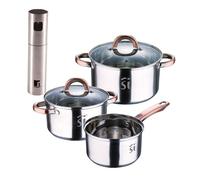 Bateria 5pc acero inoxidable ø16ø18ø20, aptas para inducción+ bergner copper pulverizador de aceite y vinagre ø4x17,5cm en acero inoxidable
