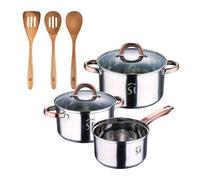 Bateria 5pc acero inoxidable ø16ø18ø20, aptas para inducción+ set 3pcs utensilios de cocina acacia smart masterpro