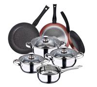 San Ignacio PK2366 Batería 7 piezas colección Faro y Set 3 sartenes 20/24/ 28 cms, aluminio forjado, antiadherente, inducción