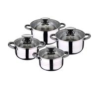San Ignacio Batería de Cocina Hita 8 pzas Acero inoxidable Tapas vidrio Inducción Ø16/18/20/24 cm