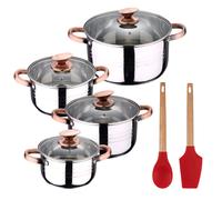 Bateria 8pc acero inoxidable apta para inducción Colección San Ignacio Premium + Delantal de Cocina Gris oscuro 100% Algodón 75x80cm Battery + excalibur utensils