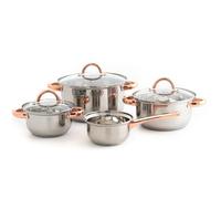 Quid Batería de cocina Vanity – Acero inoxidable, 4 piezas, mangos remachados
