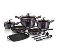 Batería Cocina Inducción 12 Piezas, Antiadherente Sin Pfoa, Aluminio, Cazuelas Sartenes Plancha Gris Berlinger Haus Carbon Pro